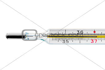 thermometer shows high body temperature