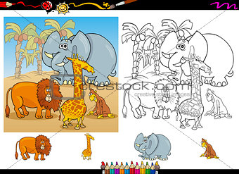 african animals coloring page set