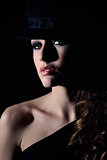 Beautiful girl in black hat