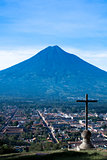 Cerro de la Cruz and Agua volcano Antigua Guatemala
