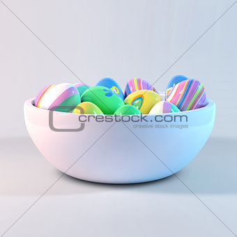 Easter eggs on a bowl