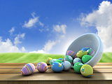 Easter eggs outside