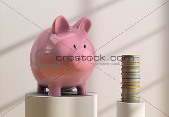 Piggybank  and coins