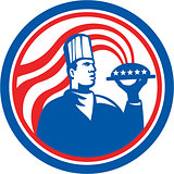 American Chef Cook Serving Food Platter Retro