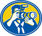Photographer Shooting DSLR Camera Retro