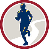 Marathon Runner Running Circle Retro