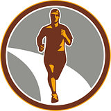 Marathon Runner Front Circle Retro