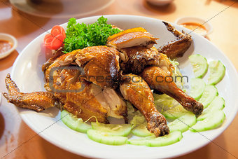Chinese Whole Roast Chicken Closeup