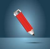 Red Pencil on blue background