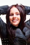 Portrait of a Young Woman in Leather Jacket 