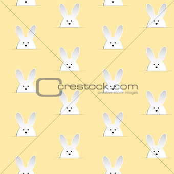 Happy Easter Rabbit Bunny Yellow Seamless Background