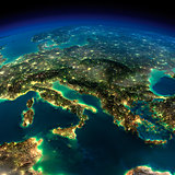 Night Earth. A piece of Europe - Italy and Greece