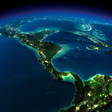 Night Earth. The countries of Central America