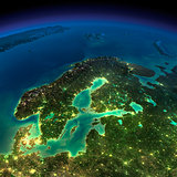 Night Earth. Europe. Scandinavia