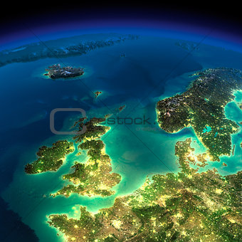Night Earth. United Kingdom and the North Sea