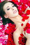 Pretty Woman Nude in Pink and Red Rose Petal Flowers