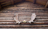 Moose Antlers on the Arch of Alaskan Homestead House