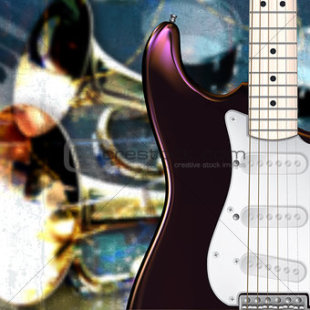 abstract grunge jazz rock background with electric guitar