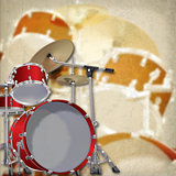 abstract grunge background with drum kit on brown