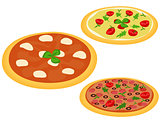 Set in three Italian pizzas