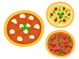 Set in three Italian pizzas
