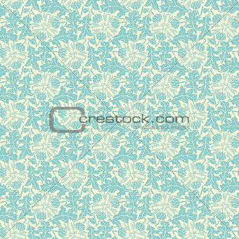 vector vintage turquoise beige floral seamless pattern