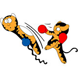 Vector cartoon tiger cub cute young martial arts