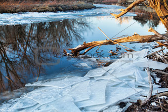 Poudre River with icy shores