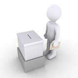 Person standing before a ballot box