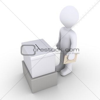 Person standing before a ballot box
