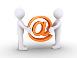 Two people holding e-mail symbol