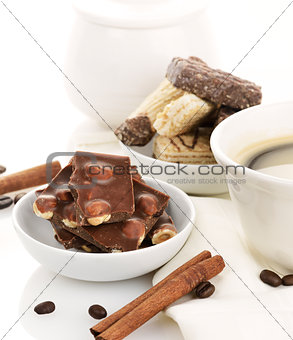 Coffee With Chocolate And Cookies 