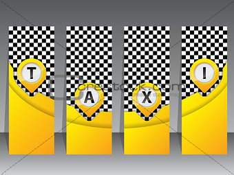 Yellow taxi labels with pointers