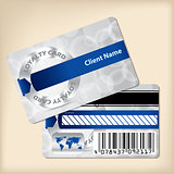 Loyalty card design with blue ribbon