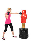 Young Boxing Lady with Body Opponent Bag Mannequin