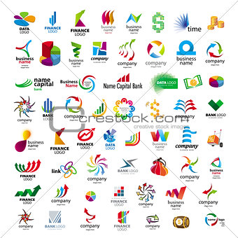 Collection of vector icons for banks and financial companies