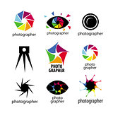 Collection of vector logos cameras and lenses