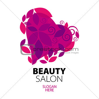 logo heart of red leaves to the beauty salon