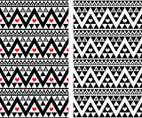 Tribal aztec colorful seamless pattern with heart - two versions