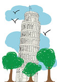 Pisa Tower - hand drawn vector