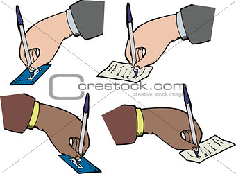 Hands Signing Receipts
