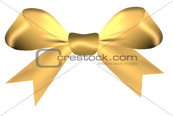 Golden bow isolated on a white background