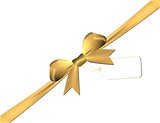 Golden bow with golden ribbon isolated on a white background