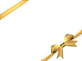 Golden bow with golden ribbon isolated on a white background