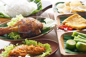 Popular Indonesia fried chicken rice