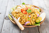 Asian spicy fried curry instant noodles