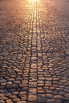 stone pavement in evening sunlight
