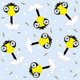 seamless bird pattern,cartoon vector illustration