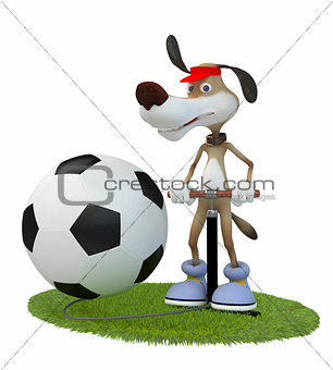 Amusing 3d dog football player.