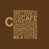 Coffee cup typography words